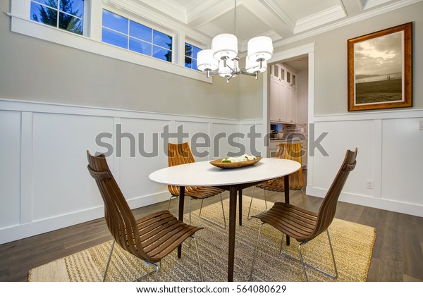 Lovely Craftsman Style Dining Room Coffered Stock Photo Edit Now