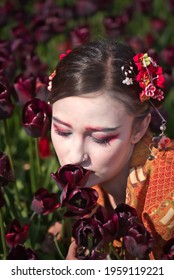 Lovely Geisha Eyes  And Tulip 