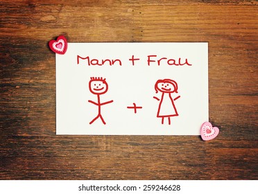 Lovely Greeting Card - German For Man And Woman Matchstick Man