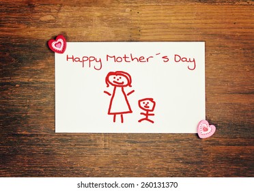 lovely greeting card - happy Mothers day - matchstick man - Powered by Shutterstock