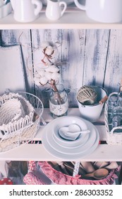 Lovely Homeware And Dishware In The Kitchen At Shabby Chic Style