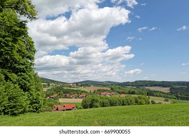 Lovely Landscape Of The Bavarian Forest With A Village, Bavaria, Germany