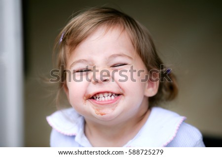 Similar – Image, Stock Photo Cheeky! Toddler, Girl, Food, Sun hat