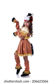 Lovely little girl posing in horse costume