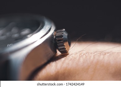 Lovely macro details of a rugged mens watch, with a extreme close up all of the little cool well designed details. Nice shallow depth of field, to give it an abstract feel. 