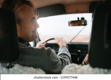 Lovely Middle Age Couple Driving By Car