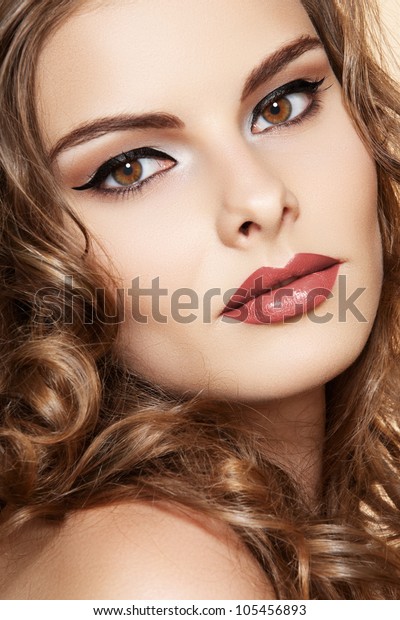 Lovely Model Shiny Volume Curly Hair Stock Photo Edit Now 105456893