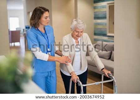 Similar – Image, Stock Photo Woman with walker