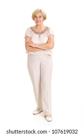 Lovely old woman on a white background