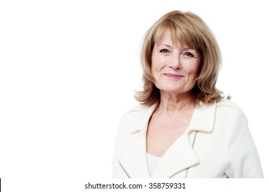 Lovely old woman smiling isolated in studio