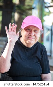 Lovely Old Woman Waving Hand