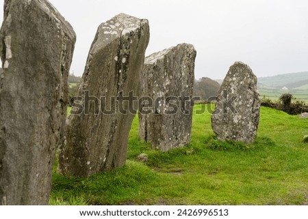 Lovely partial view of the monumental and mysterious Drombeg megalithic circle in County Cork Ireland