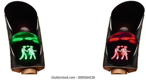 Lovely Pedestrian Traffic Lights Couple Holding Stock Photo 2000364128 Lovely Pedestrian Traffic Lights Couple 260nw 2000364128