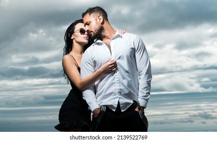 Lovely Sexy Couple. I Love You. Couple In Love. Romantic Kiss And Love. Dominant Man Hugging Sensual Woman. Passion And Sensual.