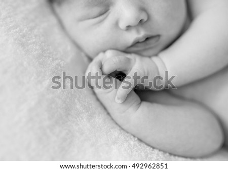 Similar – Newborn baby girl in hostpital bed sleeping