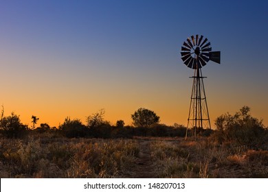 Lovely sunset in Kalahari with windmill grass and bright colours