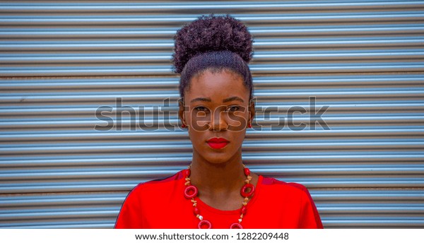 Lovely Young Woman Curly Afro Hair Stock Photo Edit Now 1282209448