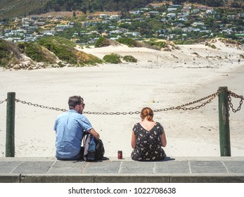 Lover Are Dating And Sitting Near The Beach With Cityscape Of Hout Bay Is A Town Near Cape Town, South Africa, 23 Nov 2016