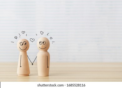 Lovers toy cubes concept on a table - Shutterstock ID 1685528116