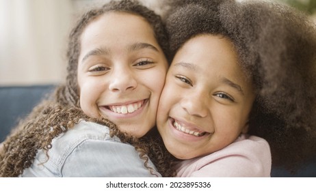 Loving Black Sisters Hugging Smiling Sincerely Stock Photo 2023895336 ...