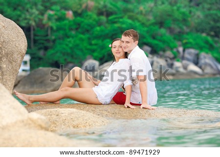 loving couple on beach