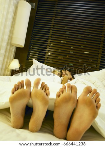 loving couple on the bed