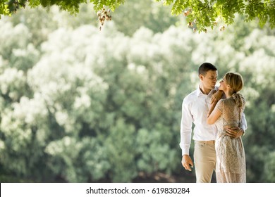 Loving Couple In The Spring Park