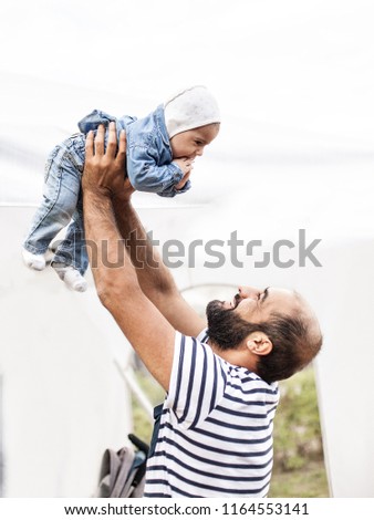 Similar – Image, Stock Photo Father and daughter laughing together