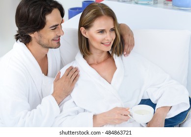 Loving Mature Couple Enjoying Day Spa