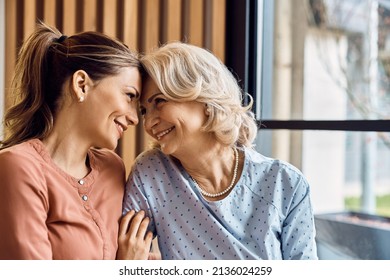 Loving mature woman and her adult daughter enjoying in their time together. - Shutterstock ID 2136024259