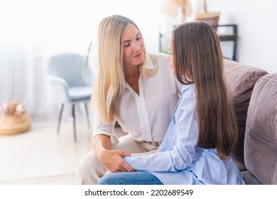 Loving Mother Embraces Her Daughter, A Mother Enjoys A Moment Of Tenderness With Her Eyes Closed, Feels Deep Love For Her Sweet Child, Family Maternal Support, Adoption Of A Child.