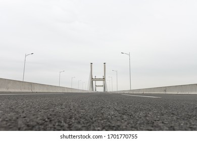 low angle empty bridge for a highway