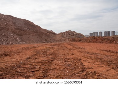 Low Angle Horizon Landscape Of Mound And Dirt Road