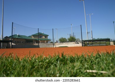 Low angle from outfield of baseball field