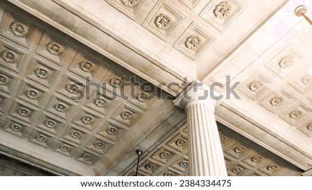 Low angle photograph of the ceiling of the Grand-Théâtre de Bordeaux would capture the exquisite details, craftsmanship, and architectural style of this iconic theater Designed by Victor Louis.