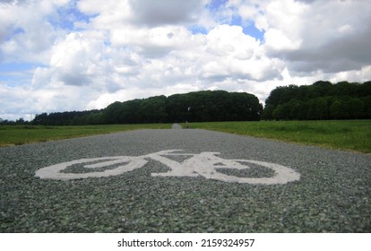 A Low Angle Shot Of An Asphalt Path For Cyclists In Phoenix Park, Dublin, Ireland