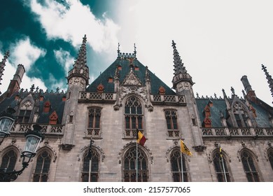 A low angle shot of the Bruges City Hall in Belgium