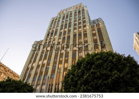A low angle shot of the iconic Eastern Columbia Lofts building in downtown Los Angeles