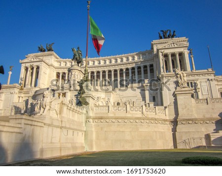 A low angle shot of the Monument of Victor Emmanuel II