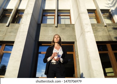Low Angle Shot Woman Holding Coffee Cup
