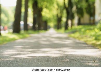 Low Angle Of Sidewalk In City In Sunny Day, Backdrop Photo