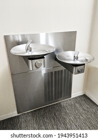 Low Angle View Of ADA Accessible Water Fountain For Drinking