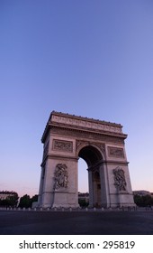 Low angle view of the arc de triumph, Paris, France,