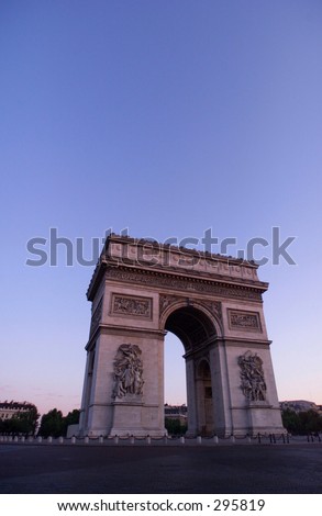 Low angle view of the arc de triumph, Paris, France,