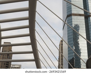 Low Angle View of Architecture Background, Business, Modern Architecture Building Background, Copy Space