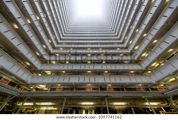 Low Angle View Atrium Highrise Residential Stock Photo (Edit Now ...