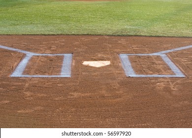 Low Angle View Of A Baseball Batters Box