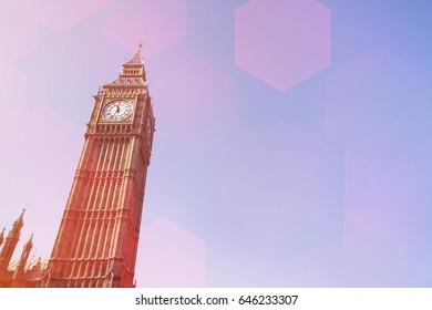 Low angle view of Big Ben against clear sky at London; England; UK