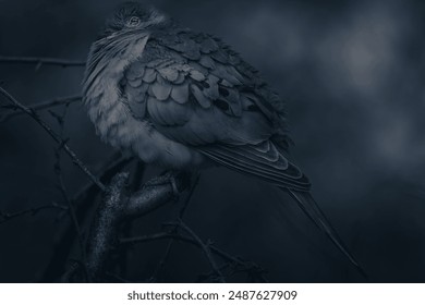 Low angle view of bird perching on branch