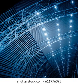 Low angle view of building ceiling in railway station.